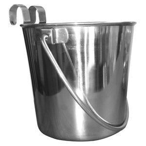 flat sided stainless steel pail - bucket with hooks