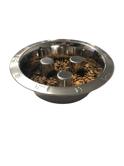 Brake-Fast Embossed Stainless Steel Slow Feed Dog Bowl