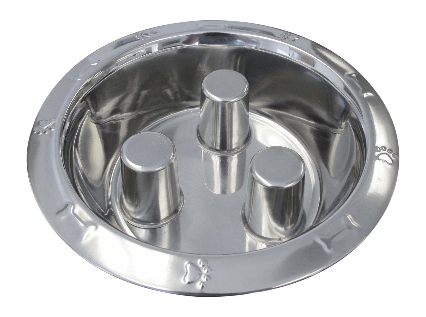 Brake-Fast Embossed Stainless Steel Slow Feed Dog Bowl