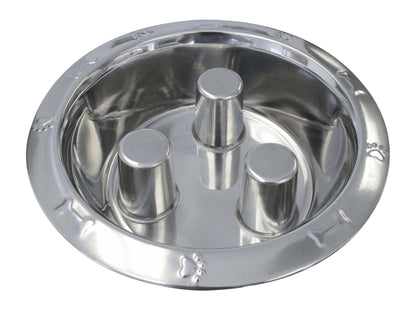 Brake-Fast Embossed Stainless Steel Slow Feed Dog Bowl