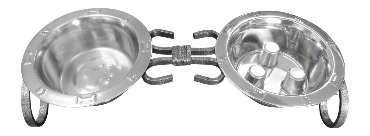 Wrought Iron Elevated Dog Diner 7"